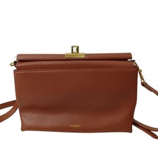 Kassandre Paris Brown Leather Shoulder Bag For Women's Logo Clasp On The Top