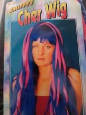 Blue Pink Punk Rock 70s 80s Glam Rock  Disco Hen Vap Wig Hairpiece Cher