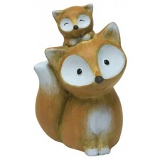 Ceramic Fox & Cub Figurine /