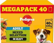 Pedigree Adult Dog Wet Food Pouch Mixed Selection in Gravy, 40x100g