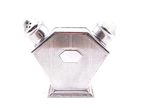 Vintage art deco chrome - salt, &