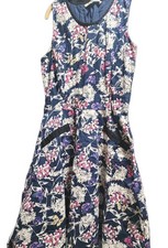 Navy Floral Sleeveless Cotton
