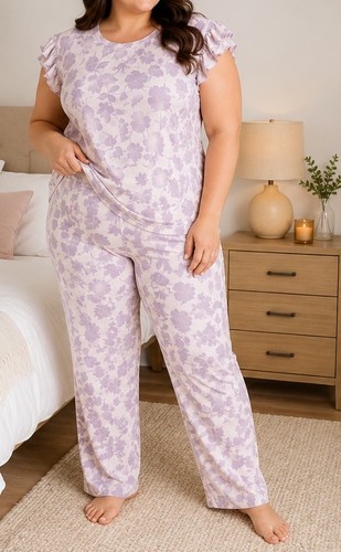 Lilac floral pyjama set xxl - floral,