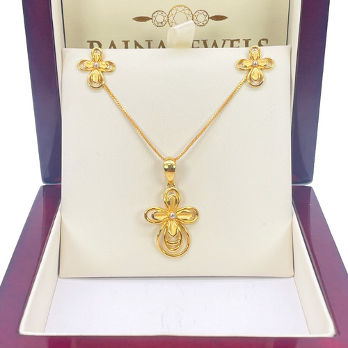 22ct yellow gold tone floral - 22ct,