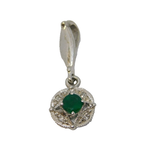 9ct white gold - emerald, &