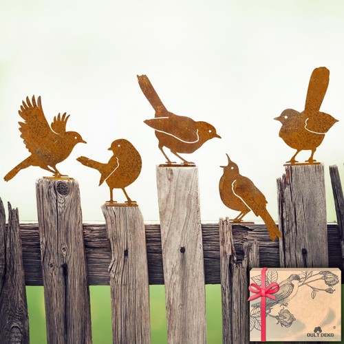 5pcs rusty metal birds garden - 5pcs,