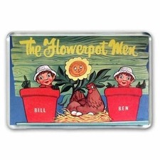 RETRO 60's KIDS TV- BILL and BEN - THE FLOWER POT MEN JUMBO FRIDGE MAGNET