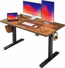 Height Adjustable Electric Standing Desk, 100x60cm Stand up Table (Rustic Brown)