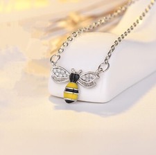 Stunning Bee Pendant Chain Necklace 925 Sterling Silver Women Girls Jewellery