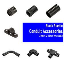 20MM AND 25MM BLACK PLASTIC CONDUIT ACCESSORIES SADDLES ADAPTORS LIDS GASKETS