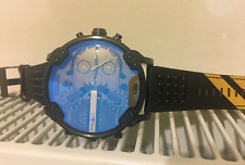 diesel dz7451 mr.daddy blue black ip quad zone leather chronograph men's watch