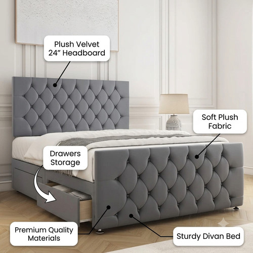 Double chesterfield divan bed - divan,