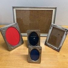Assorted Vintage White Metal Photo Frames - Group Of Five 