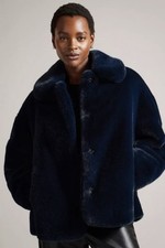 Ted Baker Liliam Faux Fur Hip Length Coat, Navy Blue, TB4 / UK (BNWT RRP £250)