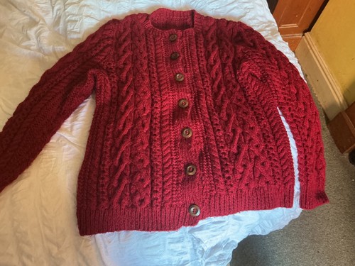 Aran wool hand made cardigan - aran,
