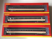 Set of 3 Hornby OO Gauge Mk3 Sleeper Coaches in BR Intercity Swallow livery