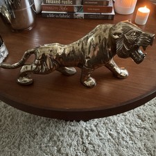 LARGE VINTAGE MID CENTURY HEAVY BRASS TIGER 2,233kg