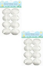 16 x WHITE POLYSTYRENE FOAM EGGS EASTER BONNET DECOR CRAFT PLAY PAINT COLOUR EGG