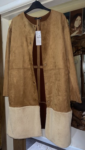 Zara faux fur suede coat - fur/suede,