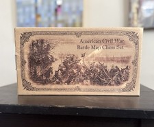 American Civil War Battle Map Chess Set in Wooden Box Historical Collectible