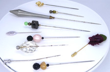 Vintage Metal & Bead x10 Hat Pins  Mixed Collection