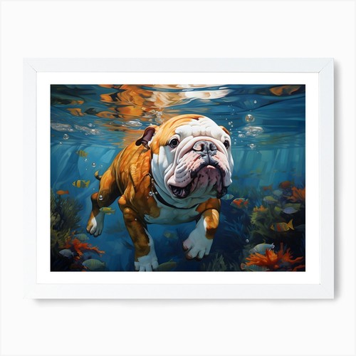 English bulldog dog swimming - bulldog,
