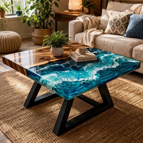 Ocean wave epoxy - wave, coffee