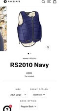 Racesafe Adult Body Protector Navy RS2010 Large