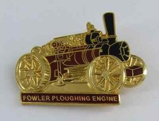 FOWLER PLOUGHING ENGINE - Enamel Badge - Steam Engine, Rally, Tractor, Farming