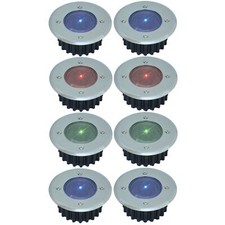 8 x Stainless Steel Colour Changing Led Solar Powered Garden Decking Deck Lights