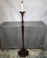 Vintage Wooden Floor Lamp Turned Wood & Carved Detail Candle Style Top Standard 