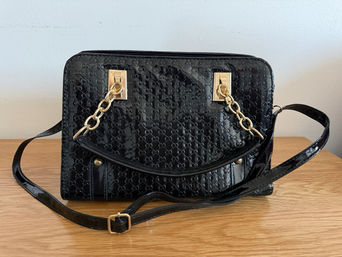 New black patent faux - black,