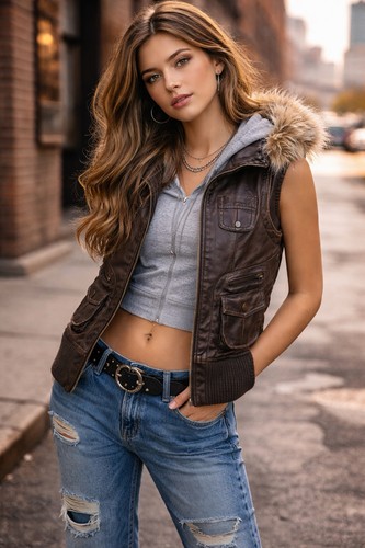 Jane faux leather vest - me,