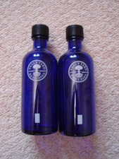 VGC 2 x EMPTY Neals Yard Remedy blue glass bottles 200ml