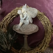 Christmas Decoration Fairy sitting on Toadstool freestanding preloved
