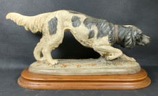 Amilcare Santini ~ English Setter Resin Hunting Dog Figure ~ Wooden Base~Signed