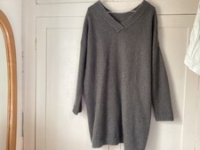 Toast M Long Dark Taupe Grey Mohair V Neck Jumper 16