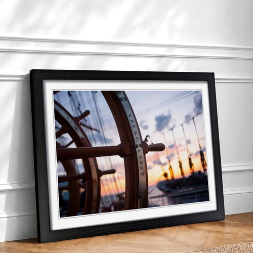 Nautical ship helm framed wall - ship,