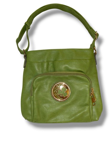 Green faux leather bag with - green,