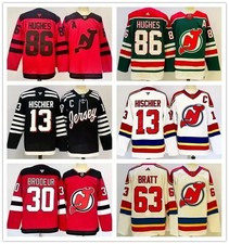 NEW NHL Hockey Jersey New Jersey Devils #86#30#13 Hughes/Brodeur/Hischier