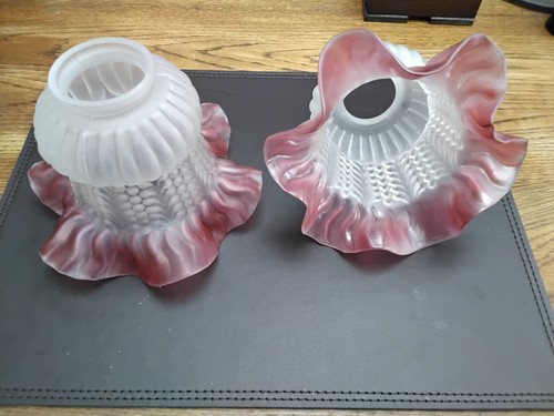 Pair vintage cranberry frosted - pair,