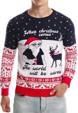 Runhit Ugly Joke Christmas Holiday Sweater for Men and Women Crew Neck Size UK L