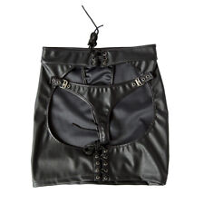 PVC Women Sexy PU Leather Open Crotch Skirt Lace Up Skirt Night Clubwear Party
