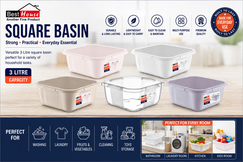 3l square plastic basin - bh,