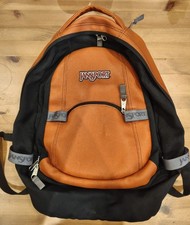 JanSport Vintage Backpack, Used, Basketball Material, Black, Orange, Daypack