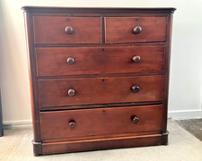 Antique Victorian Mahogany Two Over Three Chest Of Drawers Tallboy late 1800's