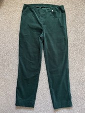 ROBELL Women’s Green Velvet Lightweight Stretch Ankle Capri Trousers UK 16 