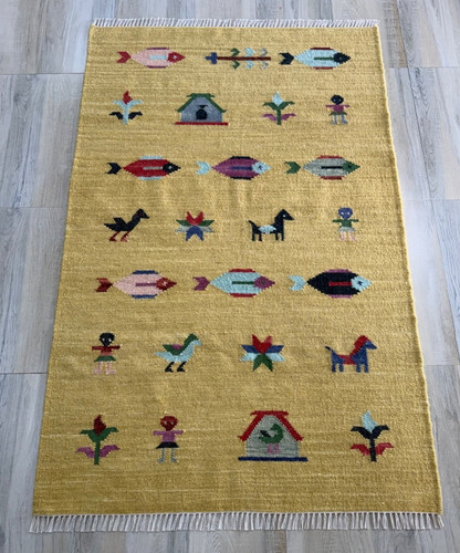 Tribal handwoven wool - wool, rug