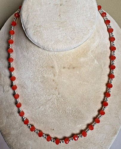 Red coloured faceted rondelle - faceted,
