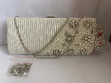 Ivory Beaded Clutch Bag  Purse